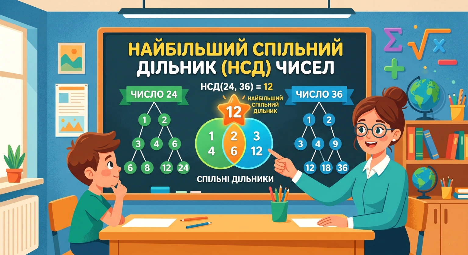 Пошук НСД: як знайти найбільший спільний дільник чисел через розкладання на множники