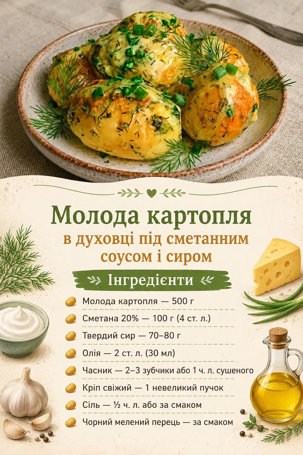 Кулінарний хіт сезону: як приготувати запечену молоду картоплю в сметанно-часниковому соусі